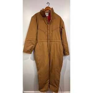 Vintage Insulated Tan Mens Coveralls Large Work Farm Chores Outdoors Ranch